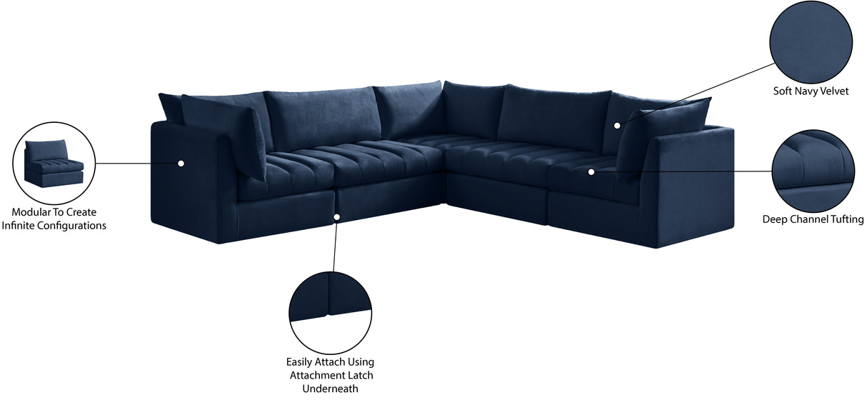 Jacob - Modular Sectional 5 Piece - Navy - Fabric - Home Elegance USA