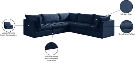 Jacob - Modular Sectional 5 Piece - Navy - Fabric - Home Elegance USA