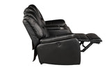 Hong Kong Power Reclining Loveseat made with Faux Leather in Black Home Elegance USA