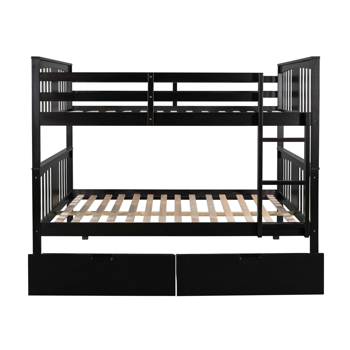 Full over Full Bunk Bed with Drawers and Ladder for Bedroom, Guest Room Furniture-Espresso(OLD SKU :LP000205AAP) - Home Elegance USA