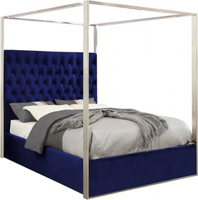 Porter Velvet Queen Bed In Navy - Porternavy-Q | Meridian