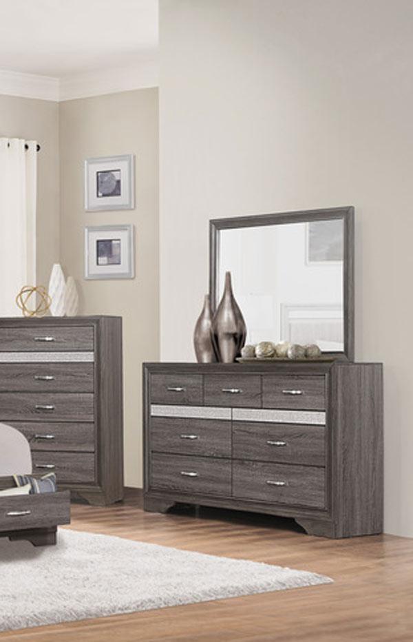 Homelegance - Luster Dresser With Mirror In Gray - 1505-Dm