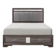Luster Queen Platform Bed With Footboard In Gray 1505-1* | Homelegance