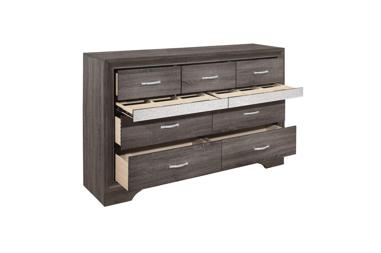 Homelegance - Luster 5 Piece Eastern King Platform Bedroom Set In Gray - 1505K-1Ek-5Set