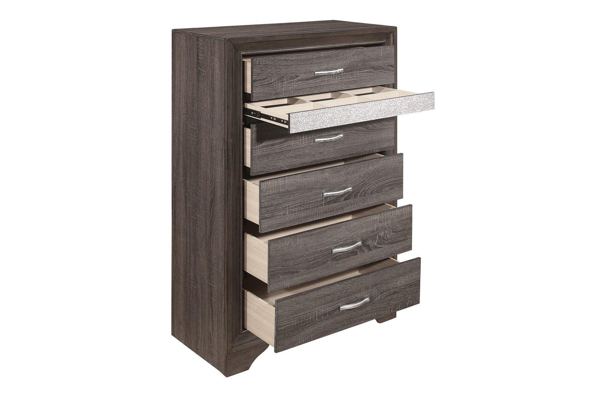 Homelegance - Luster 6 Piece Eastern King Platform Bedroom Set In Gray - 1505K-1Ek-6Set
