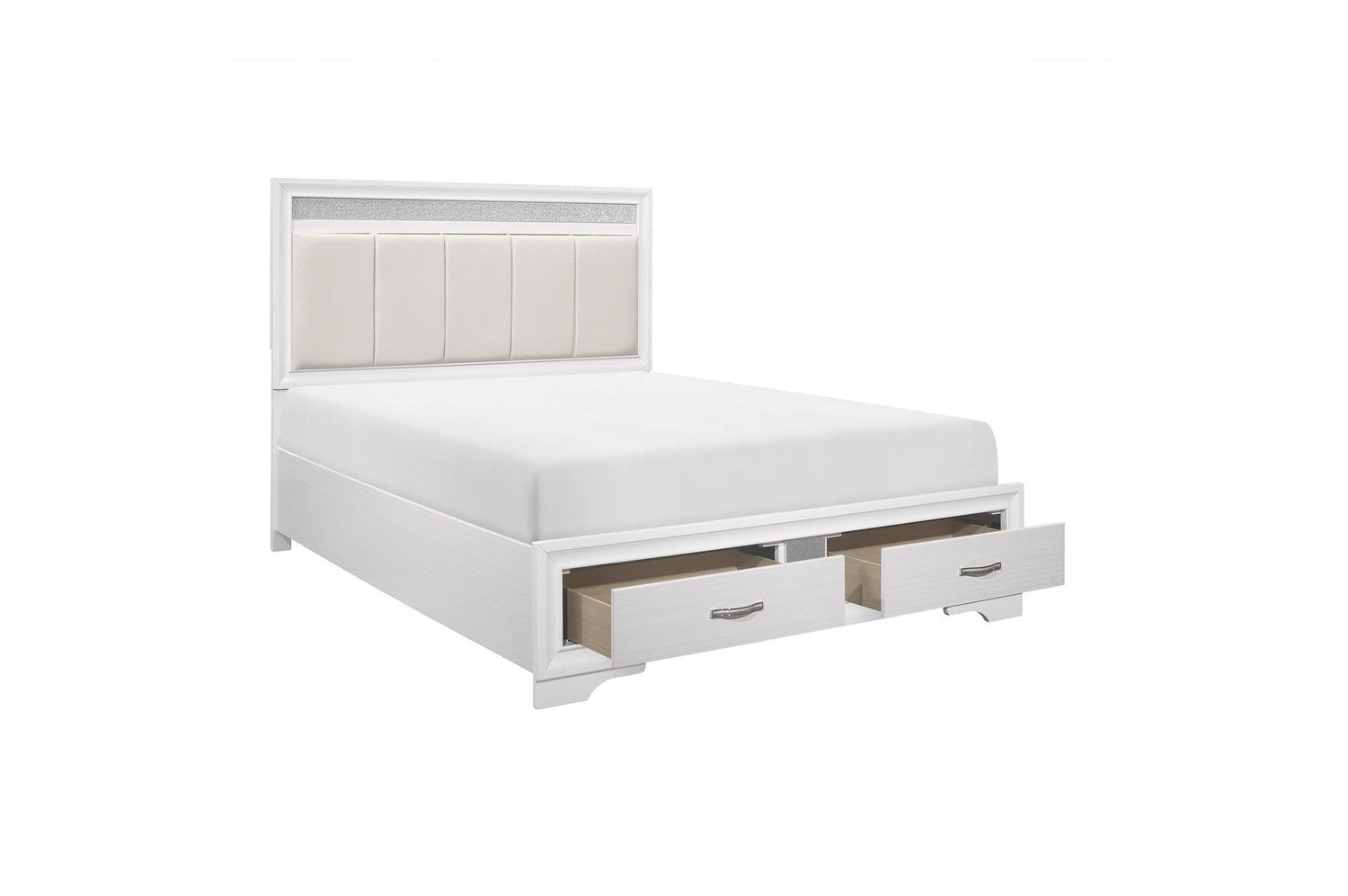 Homelegance - Luster Queen Platform Bed With Footboard Storage In White - 1505W-1*