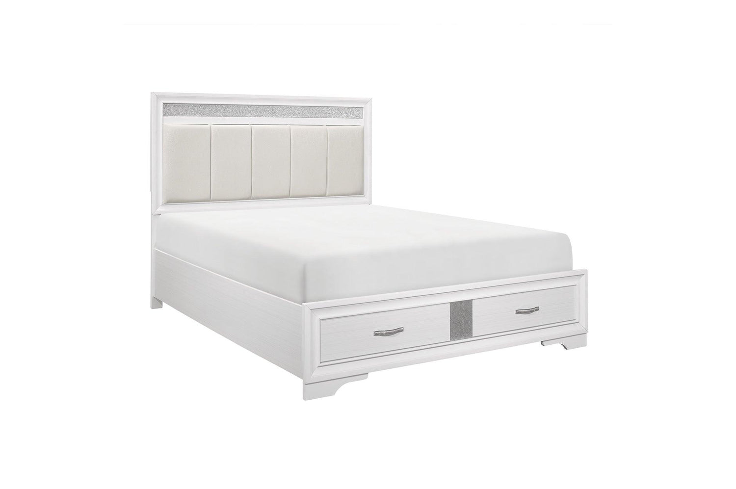 Homelegance - Luster Eastern King Platform Bed With Footboard Storage In White - 1505Wk-1Ek*