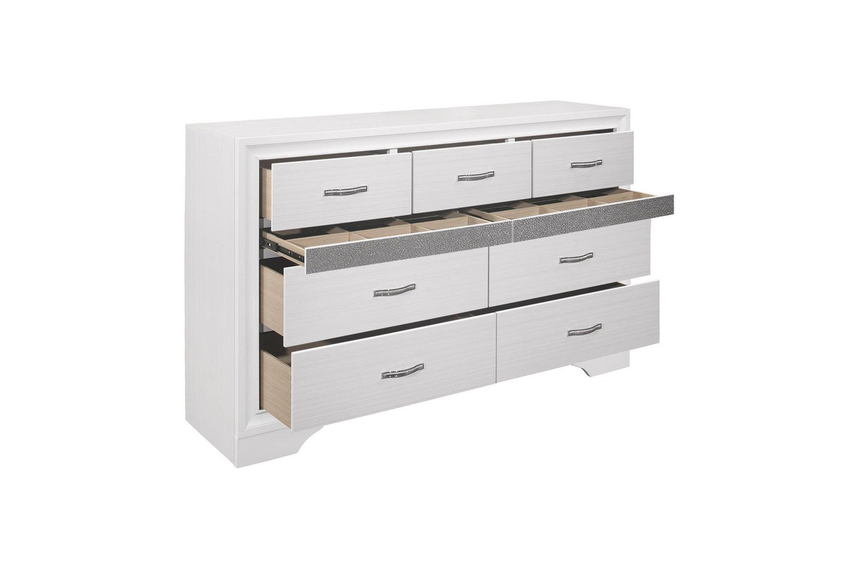 Homelegance - Luster 6 Piece Queen Platform Bedroom Set In White - 1505W-1-6Set