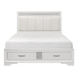 Luster Queen Platform Bed With Footboard Storage In White 1505W-1* | Homelegance