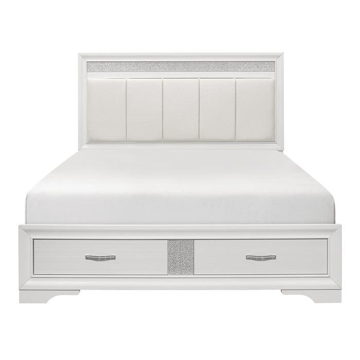 Homelegance - Luster Eastern King Platform Bed With Footboard Storage In White - 1505Wk-1Ek*