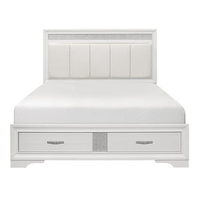 Luster Eastern King Platform Bed With Footboard Storage In White 1505Wk-1Ek* | Homelegance