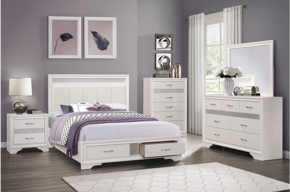 Homelegance - Luster 6 Piece Eastern King Platform Bedroom Set In White - 1505Wk-1Ek-6Set