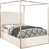 Meridian Furniture - Porter Velvet Queen Bed In White - Porterwhite-Q