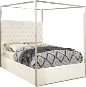 Porter Velvet Queen Bed In White - Porterwhite-Q | Meridian