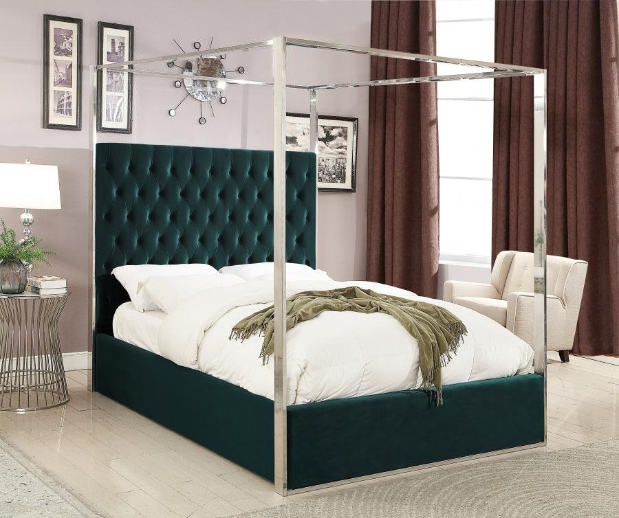 Meridian Furniture - Porter Velvet King Bed In Green - Portergreen-K