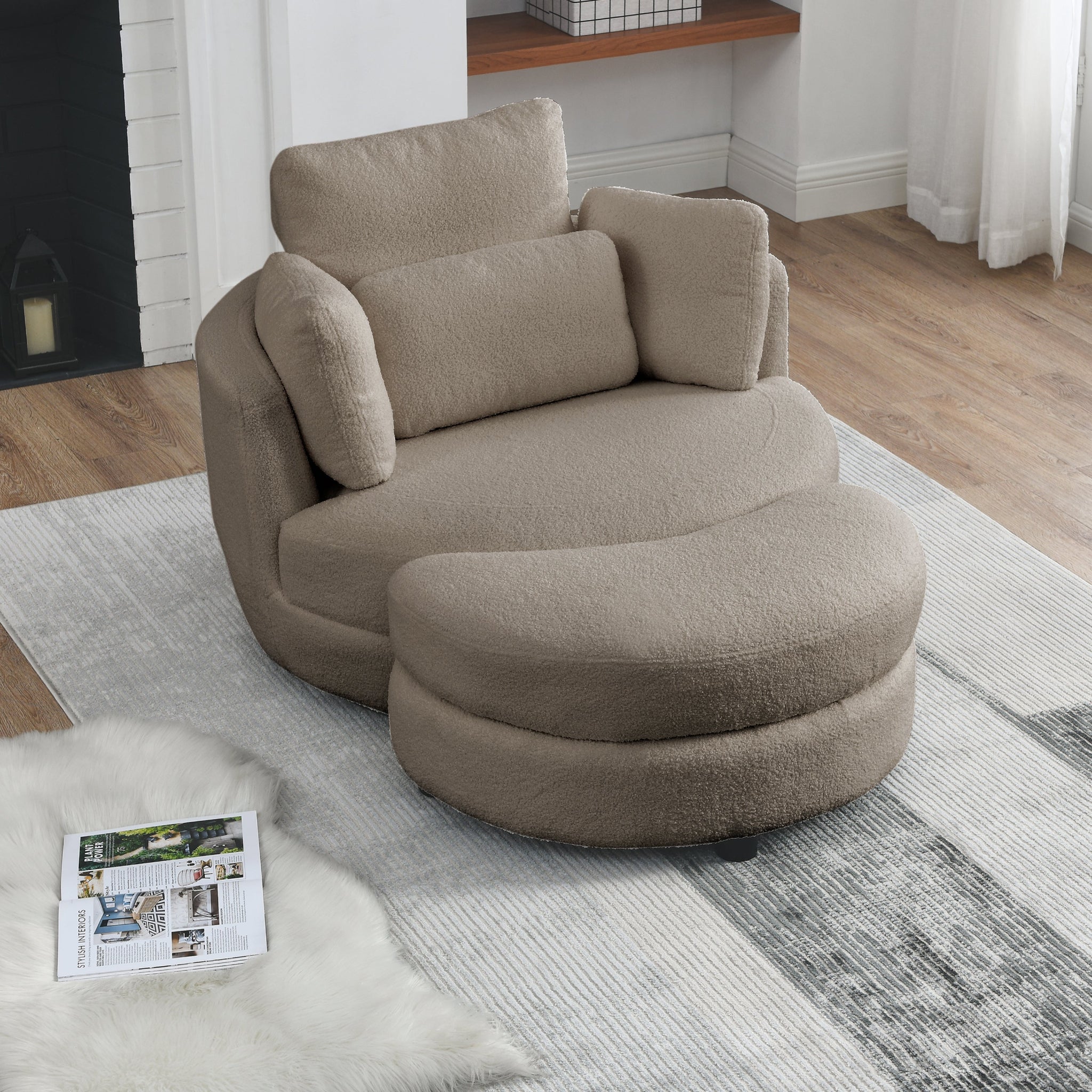 Oversized chair with online storage ottoman