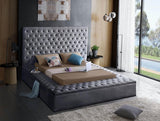 Meridian Furniture - Bliss Velvet King Bed In Grey - Blissgrey-K