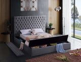 Meridian Furniture - Bliss Velvet King Bed In Grey - Blissgrey-K