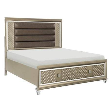 Homelegance - Loudon Eastern King Platform Bed With Led Lighting And Storage Footboard In Bronze - 1515K-1Ek*