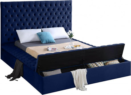 Meridian Furniture - Bliss Velvet King Bed In Navy - Blissnavy-K