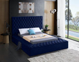 Meridian Furniture - Bliss Velvet King Bed In Navy - Blissnavy-K