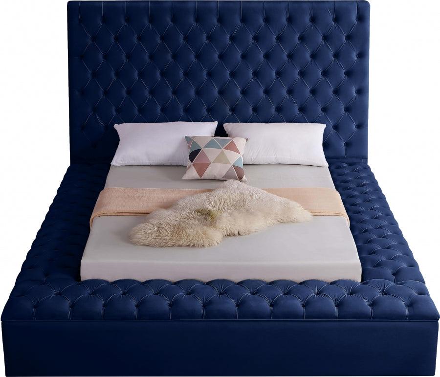 Bliss Velvet Queen Bed In Navy - Blissnavy - Q | Meridian | Home Elegance USA