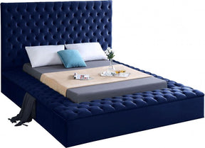 Bliss Velvet King Bed In Navy - Blissnavy-K | Meridian