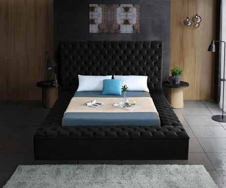 Meridian Furniture - Bliss Velvet Queen Bed In Black - Blissblack-Q