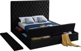 Meridian Furniture - Bliss Velvet Queen Bed In Black - Blissblack-Q