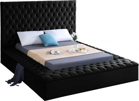 Meridian Furniture - Bliss Velvet Queen Bed In Black - Blissblack-Q