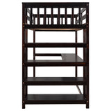 Twin Size Loft Bed with Storage Shelves and Under-bed Desk, Espresso(OLD SKU:SM000245AAP-1) - Home Elegance USA