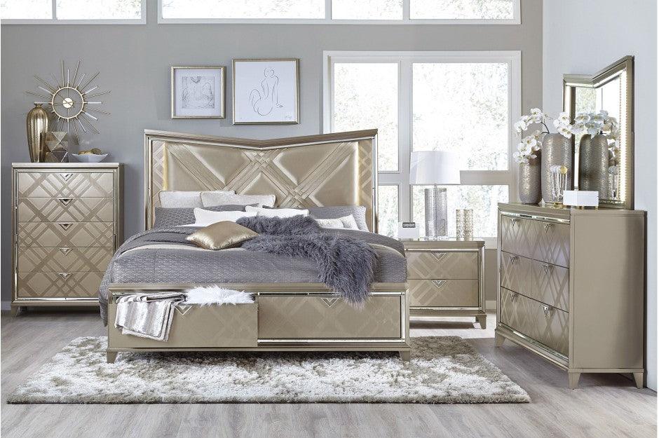 Bijou 5 Piece Queen Platform Storage Bedroom Set In Champagne 1522 - 1Wf - 5Set | Homelegance | Home Elegance USA