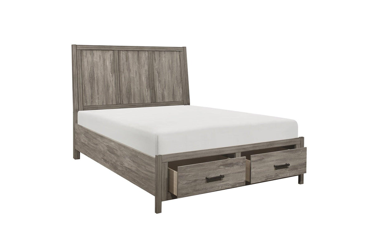 Bainbridge Queen Platform Bed With Footboard Storage In Weathered Gray 1526 - 1* | Homelegance | Home Elegance USA