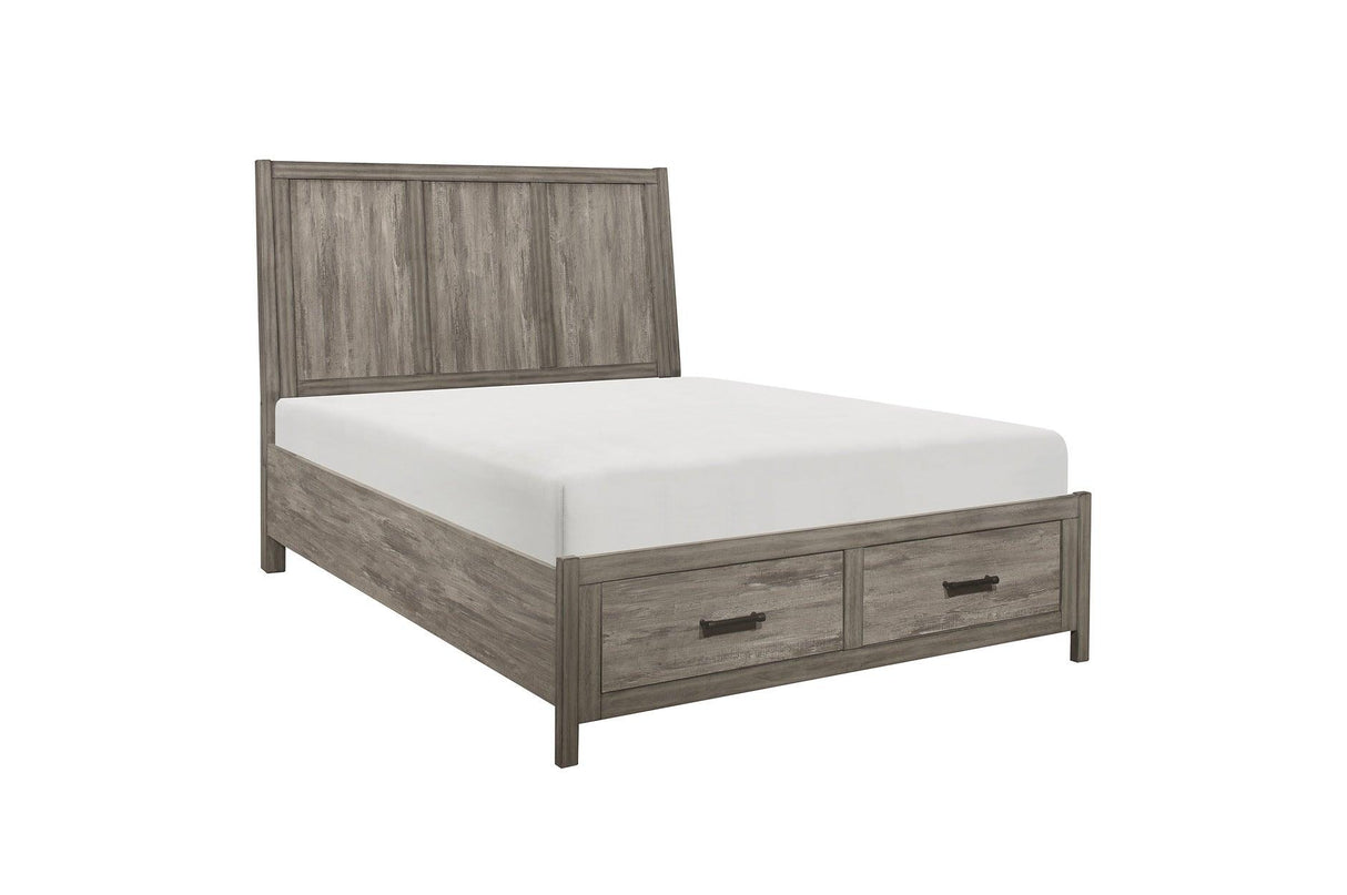 Bainbridge Queen Platform Bed With Footboard Storage In Weathered Gray 1526 - 1* | Homelegance | Home Elegance USA