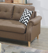 Living Room Corner Sectional Light Coffee Polyfiber Chaise sofa Reversible Sectional - Home Elegance USA