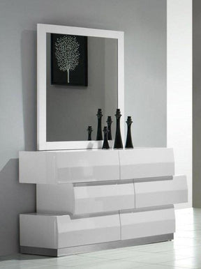 Milan White Lacquer Dresser & Mirror - 17687-Dm | J&M