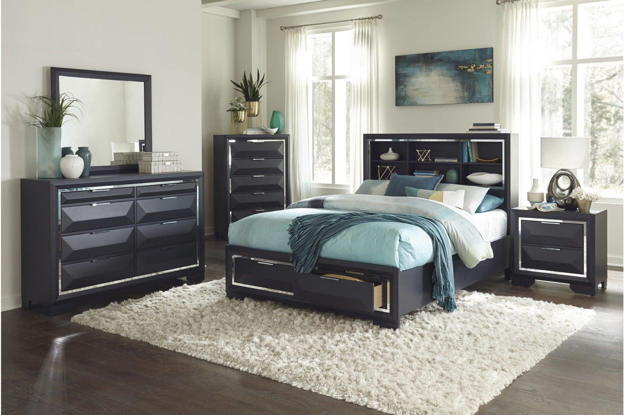 Homelegance - Rosemont 3 Piece Queen Platform Bedroom Set In Midnight Blue - 1553-Q-3Set