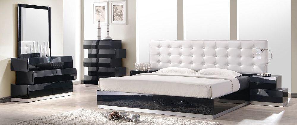 J&M Furniture - Milan White Lacquer 3 Piece Eastern King Platform Bedroom Set - 17687-K-3Set