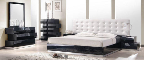 Milan White Lacquer 4 Piece Eastern King Platform Bedroom Set - 17687-K-4Set | J&M