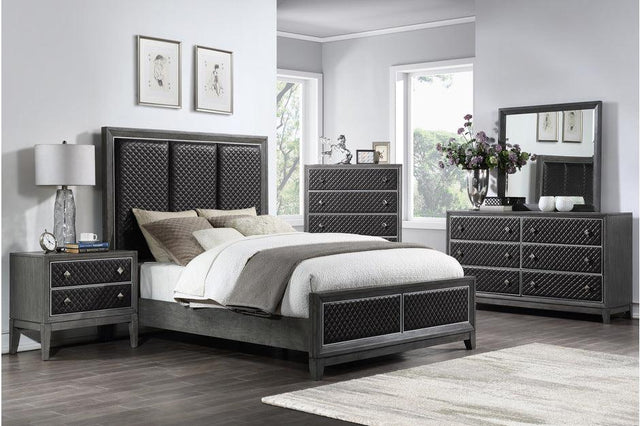 Homelegance - West End 6 Piece Eastern King Bedroom Set In Wire-Brushed Gray - 1566Gyk-1Ek-6Set