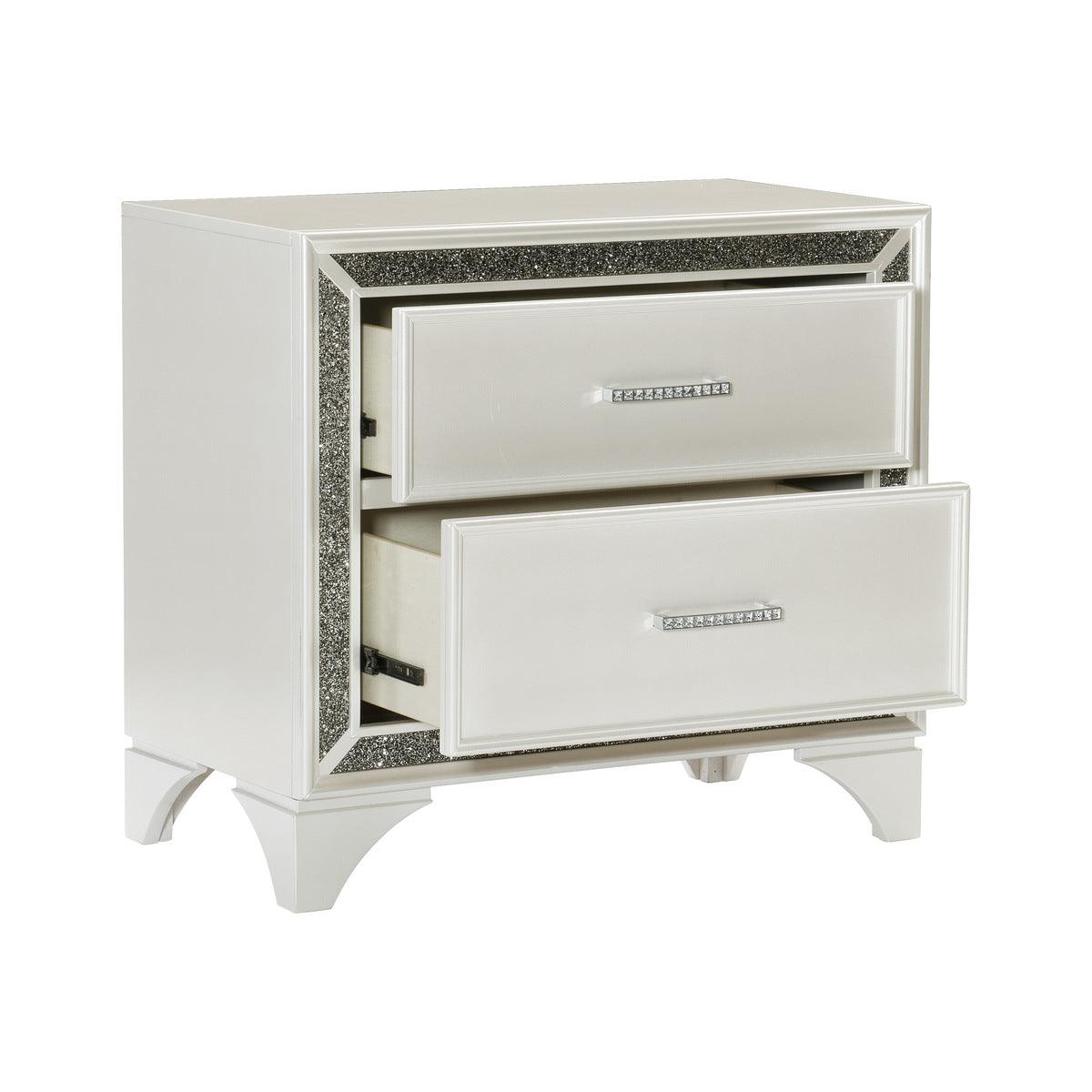 Homelegance - Salon Nightstand In Pearl White Metallic - 1572W-4