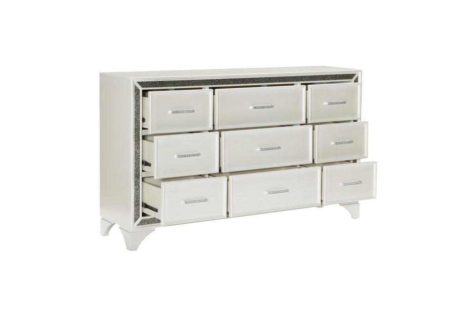 Homelegance - Salon Dresser And Mirror In Pearl White Metallic - 1572W-Dm