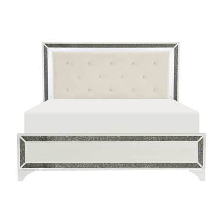 Homelegance - Salon Eastern King Bed In Pearl White Metallic - 1572Wk-1Ek