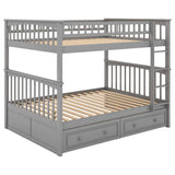 Full over Full Bunk Bed with Drawers, Convertible Beds, Gray(OLD SKU:SM000241AAE) - Home Elegance USA