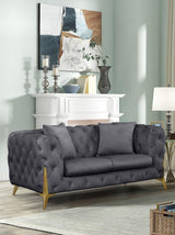 Meridian Furniture - Kingdom Velvet Loveseat In Grey - 695Grey-L