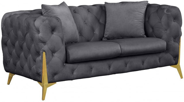 Meridian Furniture - Kingdom Velvet Loveseat In Grey - 695Grey-L