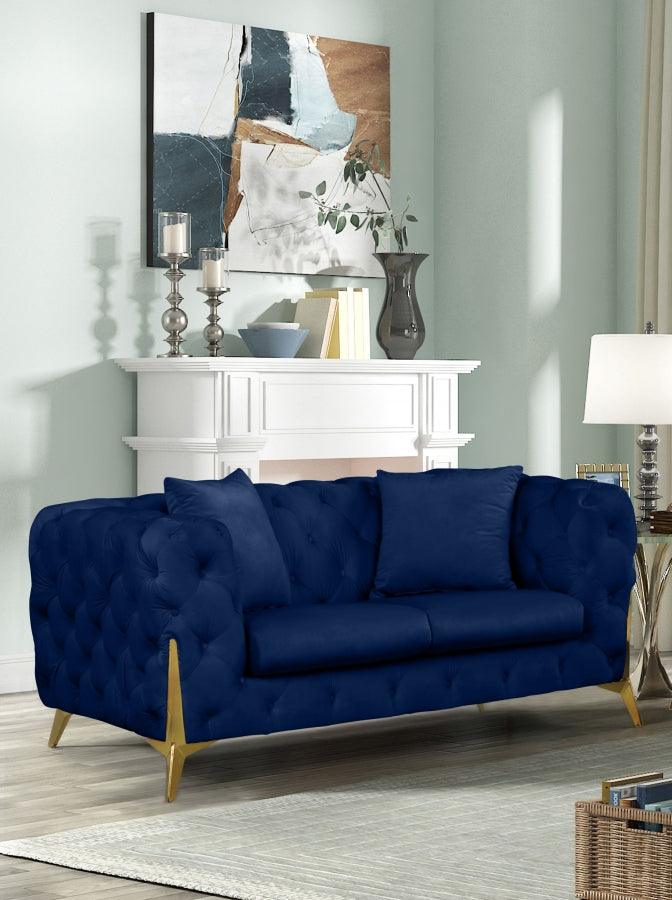 Meridian Furniture - Kingdom Velvet Loveseat In Navy - 695Navy-L