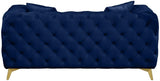 Meridian Furniture - Kingdom Velvet Loveseat In Navy - 695Navy-L