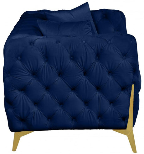 Meridian Furniture - Kingdom Velvet Loveseat In Navy - 695Navy-L