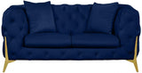 Meridian Furniture - Kingdom Velvet Loveseat In Navy - 695Navy-L